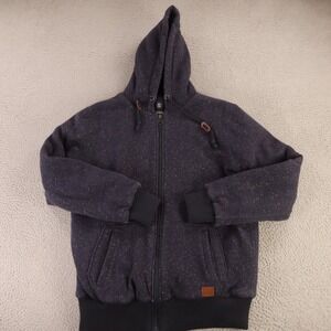 Buffalo Hoodie Mens L Blue Heather Cotton Blend Full Zip Sherpa Lined Pockets